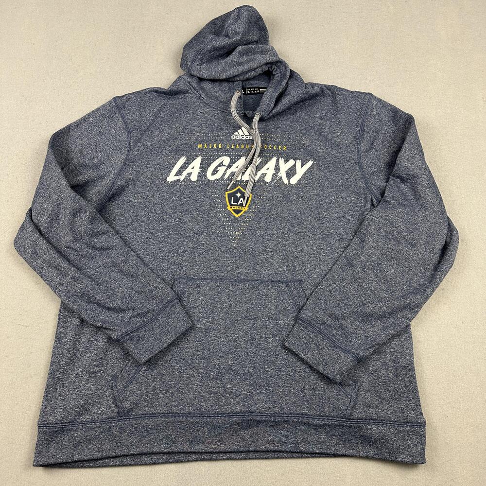 LA Galaxy Hoodie Sweatshirt Men XL Blue MLS Soccer Adidas ClimaWarm Pullover